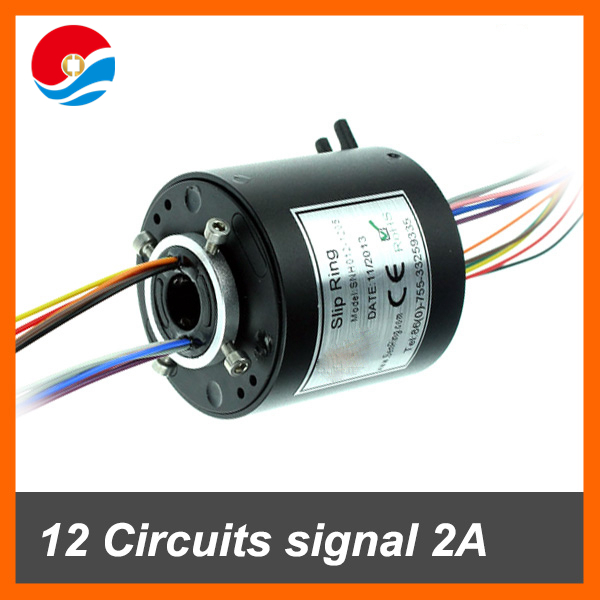 Rotary joint connector 12 wires/circuits signal 2A with bore size 12.7mm through hole slip ring