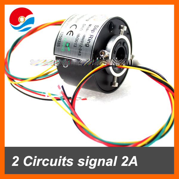 Shenzhen electronics swivel connector 2 wires signal 2A with hole size 12.7mm of through bore slip ring