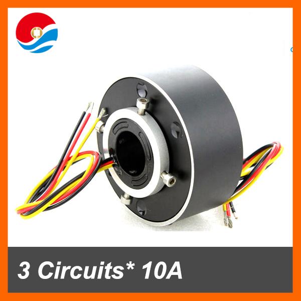 Industrial motor slip ring 3 circuits 10A of through bore 25.4mm