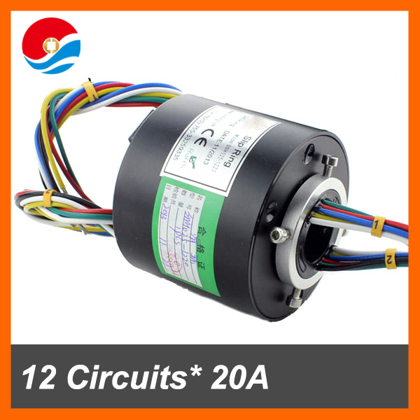Thermocouple slip ring 12 circuits 20A with bore size 25.4mm of through hole slip ring