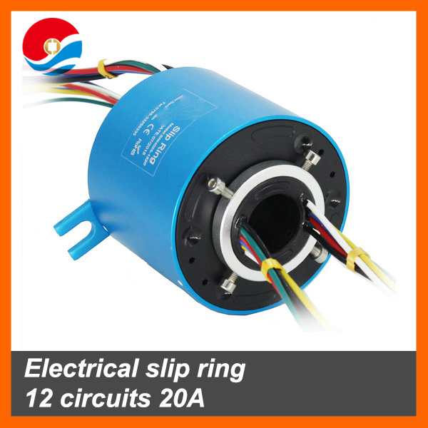 Electrical slip ring 12 circuits 20A with bore size 25.4mm of through hole slip ring