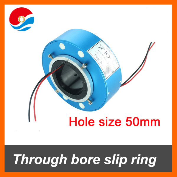 Through bore slip ring 50mm hole size 2 wires/circuits 10A