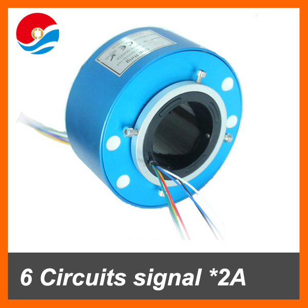 Power electrical rotary joint 6 wires signal 2A with bore size 50mm of through hole slip ring