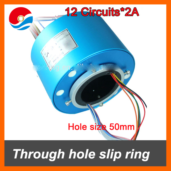 12 wires contact 2A with bore size 50mm of through hole slip ring /rotary joint