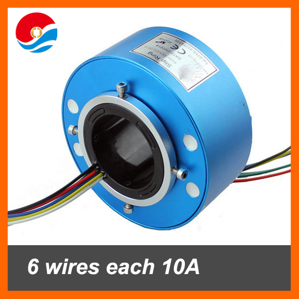 Through bore slip ring with hole size 50mm 6 wires each 10A