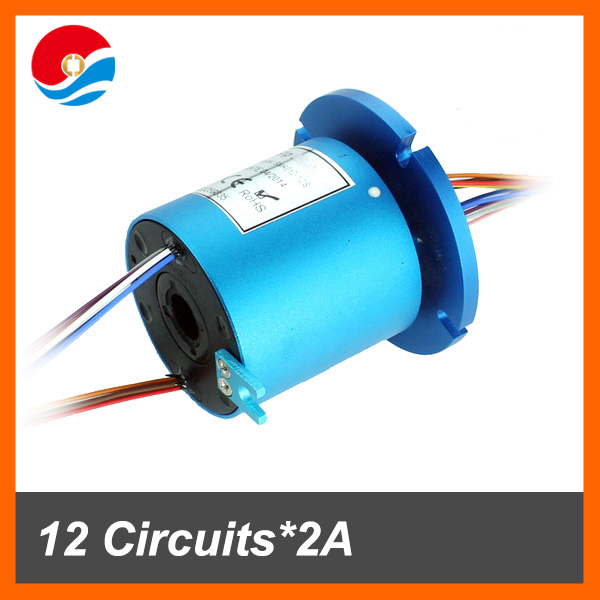 Electrical through hole slip ring bore size 12.7mm of 12 wires/circuits signal 2A with flange
