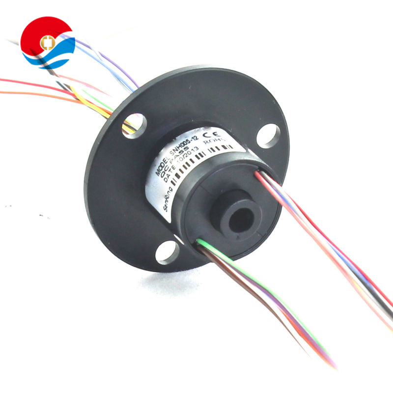 12 circuits/wires contact with mini hole size 5mm compact capsule slip ring with flange