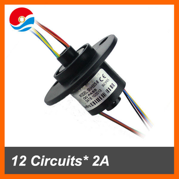 12 circuits/wires contact with mini hole size 5mm compact capsule slip ring with flange