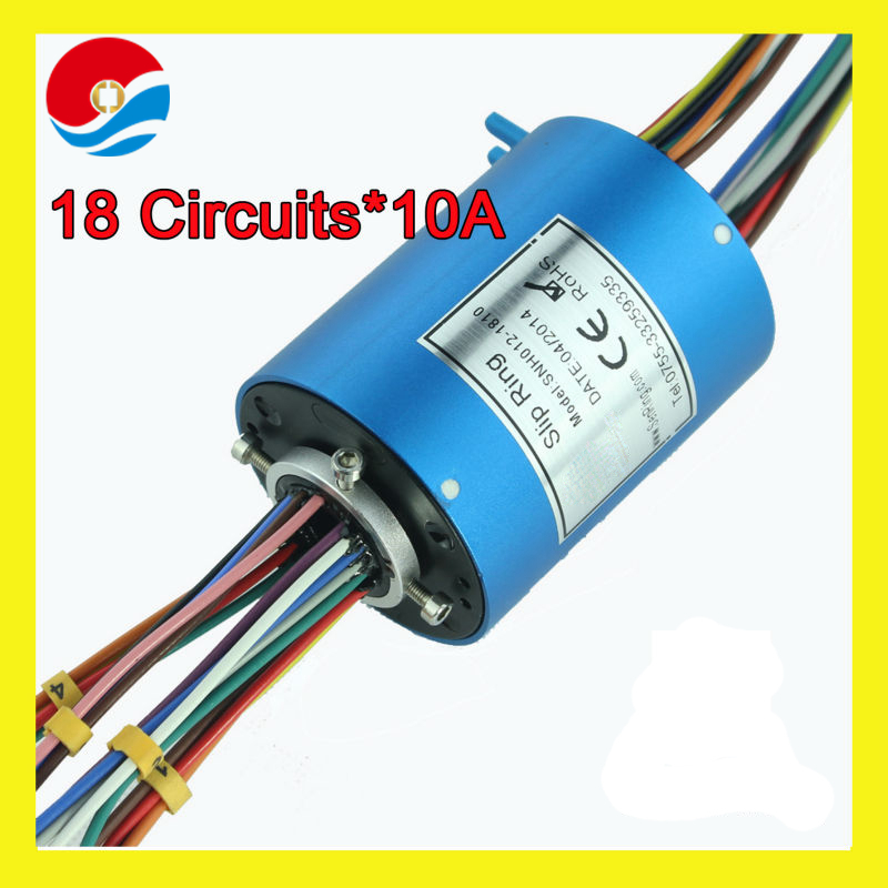 18 wires 10A rotary joint connector with bore size 12.7mm through hole slip ring