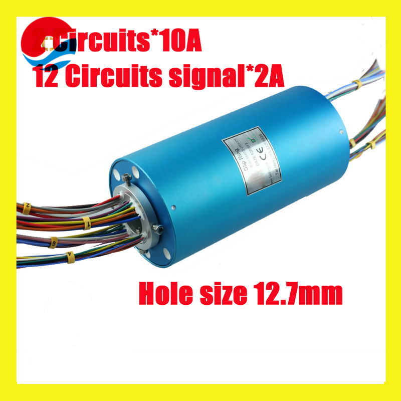 Electrical slip ring assembly 24 circuits 10A+12 circuits signal of hole size 12.7mm
