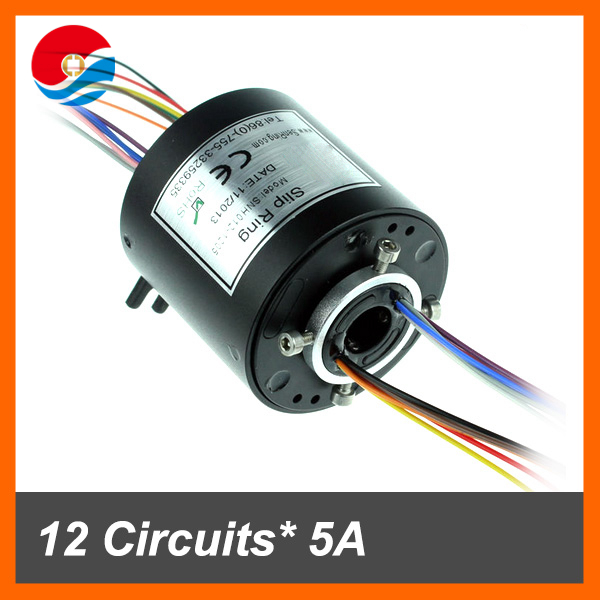 Through hole slip ring 12 wires/circuits contact 5A with bore size mini 12.7mm