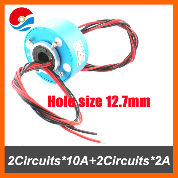 customized slip ring with inner size 12.7mm of through bore slip ring 2 circuits 10A+2 circuits signal/2A