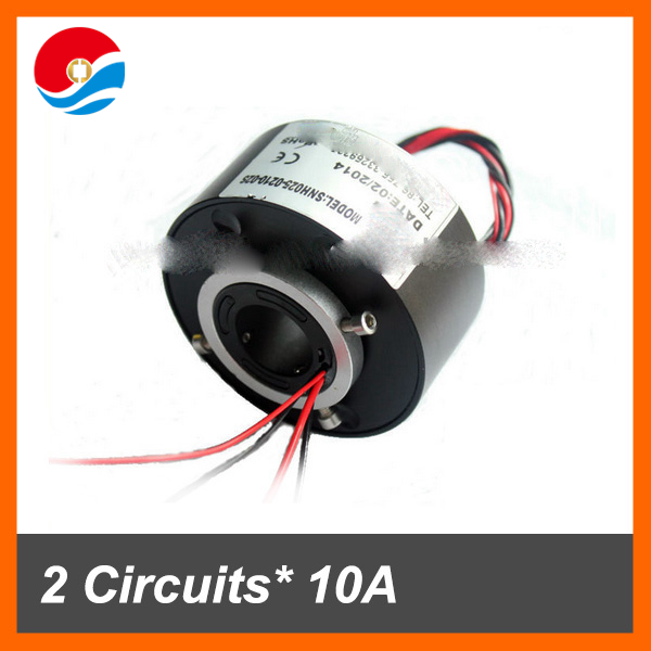 Electrical rotary joint connector 2 wires 10A+2 wires signal 2A with through bore 25.4mm slip ring