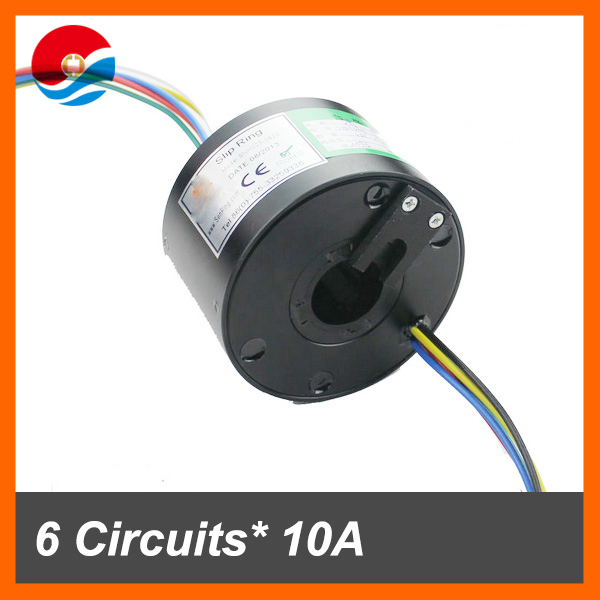Conductive slip ring 25.4mm 6 circuits 10A with through bore