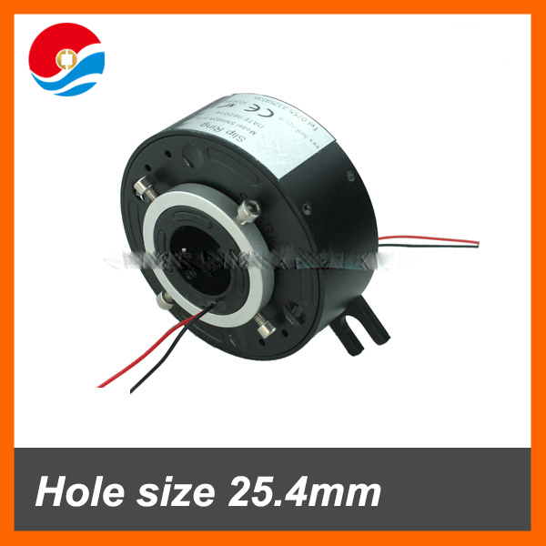 Electrical rotary joint slip ring hole size 25.4mm with 2 wires signal 2A