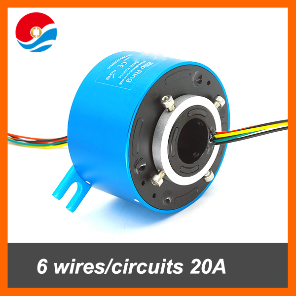 Slip ring 6 wires/circuits 20A with hole size 25.4mm rotary joint