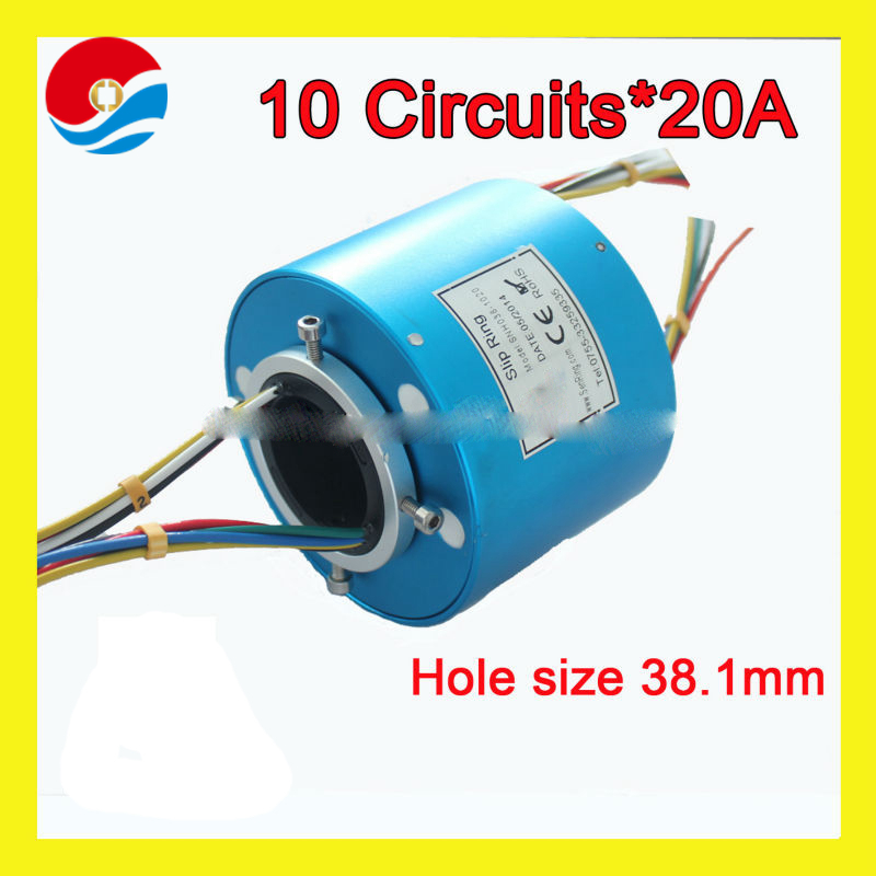 Customized slip ring 10 wires/circuits 20A of conductive slip ring hole size 38.1mm