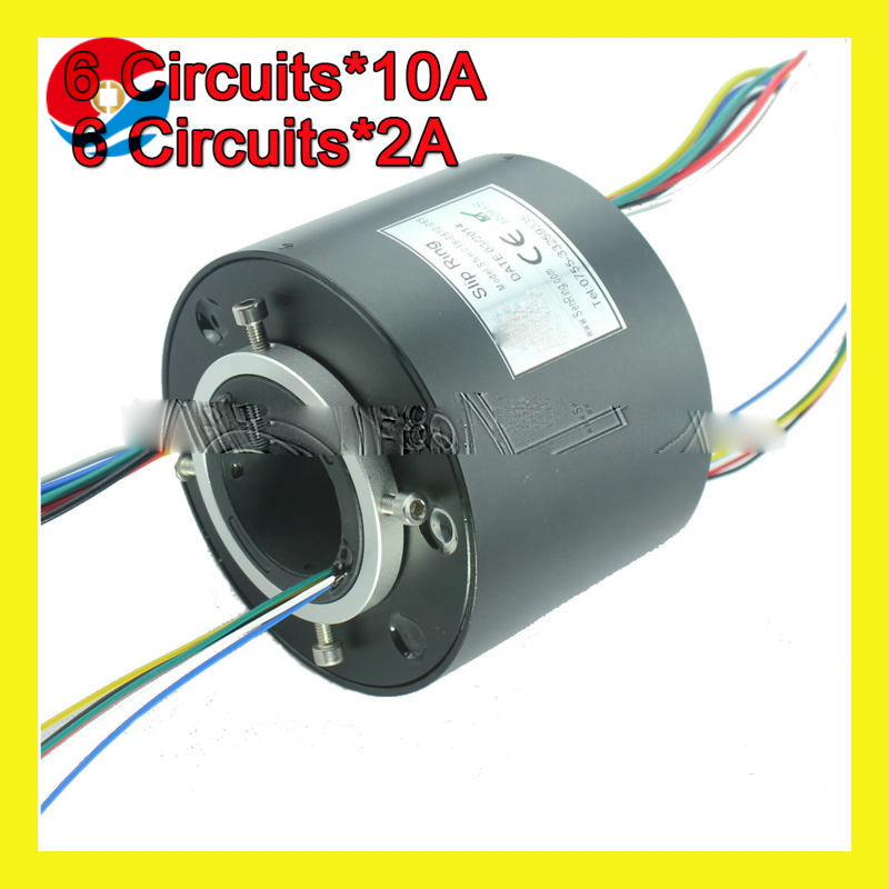 hole size 1.5''(38.1mm) with 6 circuits 10A+6 circuits signal 2A through hole slip ring