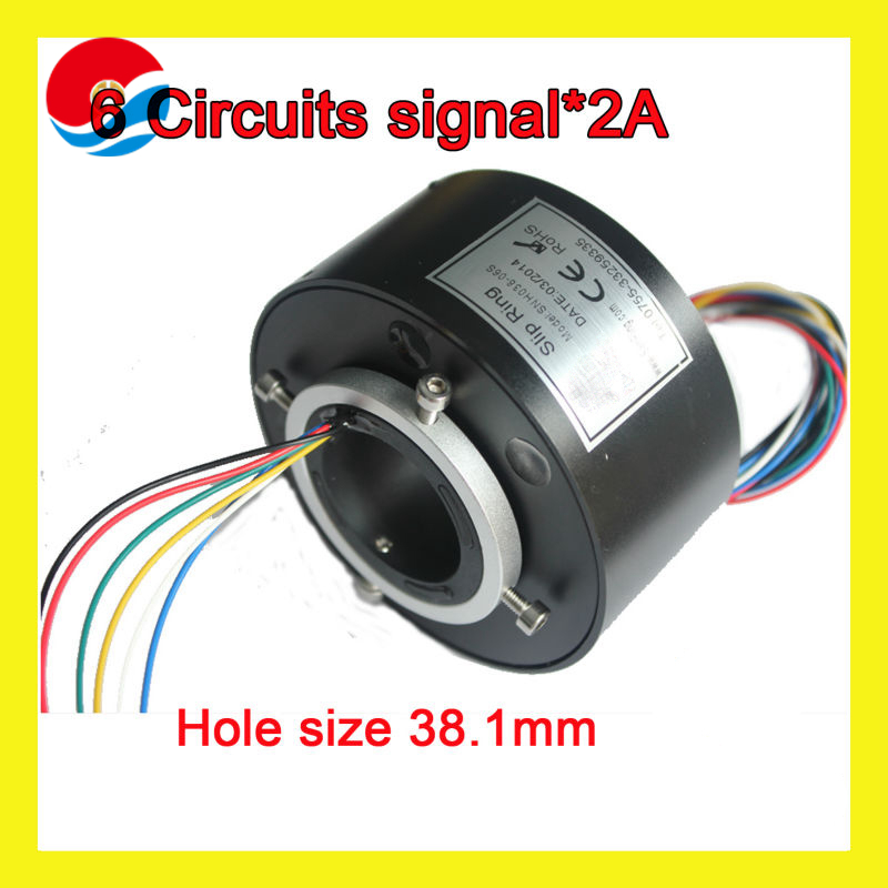 through hole Slip Ring 6 circuits signal 2A with bore size 38.1mm(1.5'')