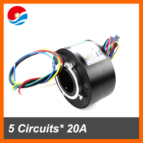 Rotary joint Slip Ring 5 circuits/contacts 20A of through hole 38.1mm