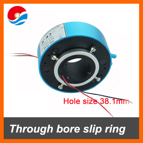 Through bore slip ring connector 2 circuits signal 2A with hole size 1.5''(38.1mm)