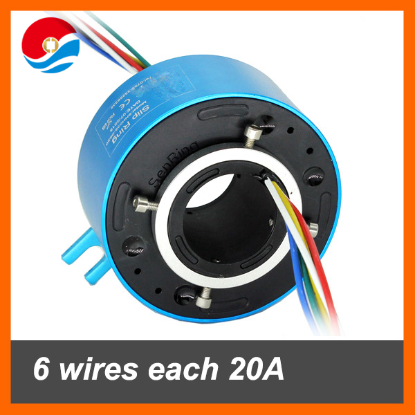 Rotary joint/Slip ring 6 wires 20A with hole size 38.1mm