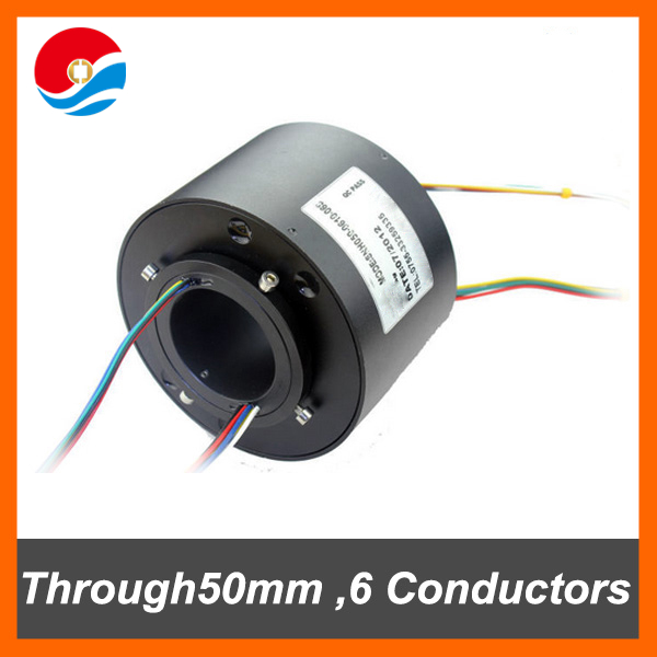Electrical rotary connector 10A with 6 circuits/wires contact of through bore slip ring