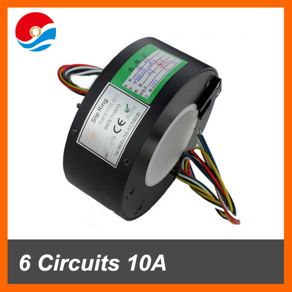 Electrical slip ring 60mm through bore 6 circuits/wires 10A